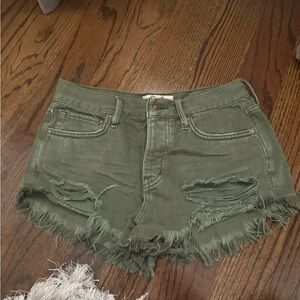 Olive Green Distressed Women's Shorts